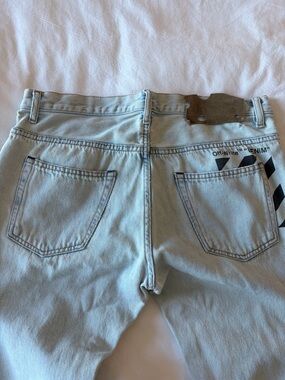 Off-White Light Blue Denim Jeans with Black Print